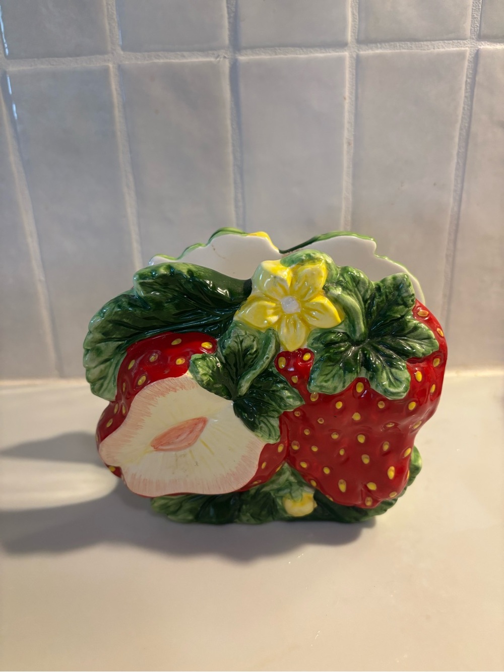 Rare Vintage Handpainted Ceramic Strawberry Napkin Holder – Retro Cottagecore